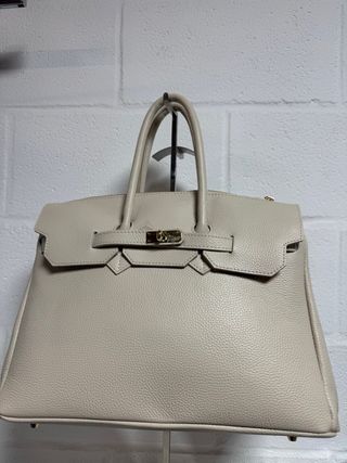 Bolso de piel beige