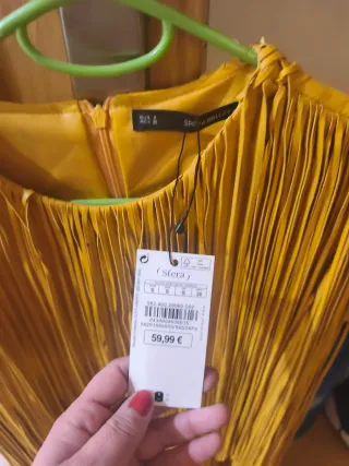 Vestido flecos Sfera mostaza