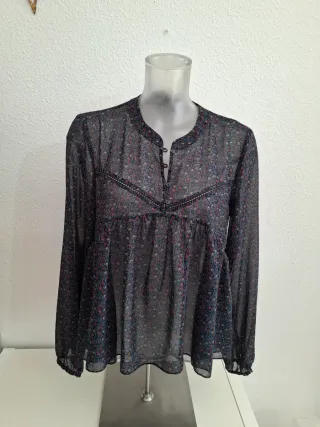 Blusa Zara Estampada Manga Larga Talla L