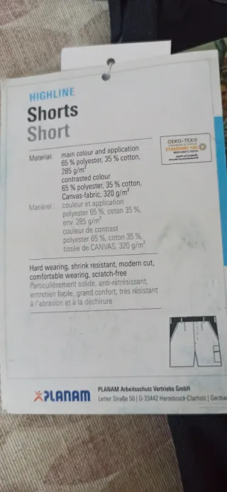 Pantalón corto trabajo Talla M