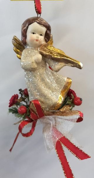 Angioletto di Natale Decorazione Oro Rosso