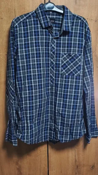 Camisa Hugo Boss cuadros azul y gris
