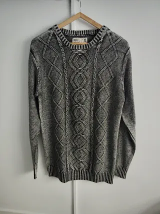 Jersey hombre gris trenzado talla L