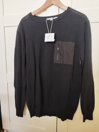 Sin usar! Jersey negro hombre L bolsillo cremaller