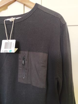 Sin usar! Jersey negro hombre L bolsillo cremaller