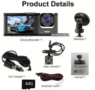 CÁMARA PARA COCHE 3 LENTES + (TARJETA 64 GB)
