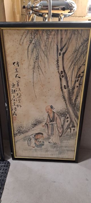 Cuadro Chino Antiguo Pintado a Mano