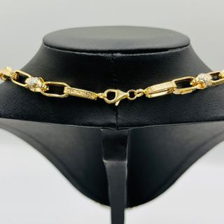 CADENA FORZADA GRECA MEDUSA BICOLOR. Oro 18k. 