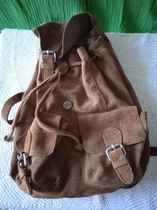 Bolso Mochila Cuero Marrón