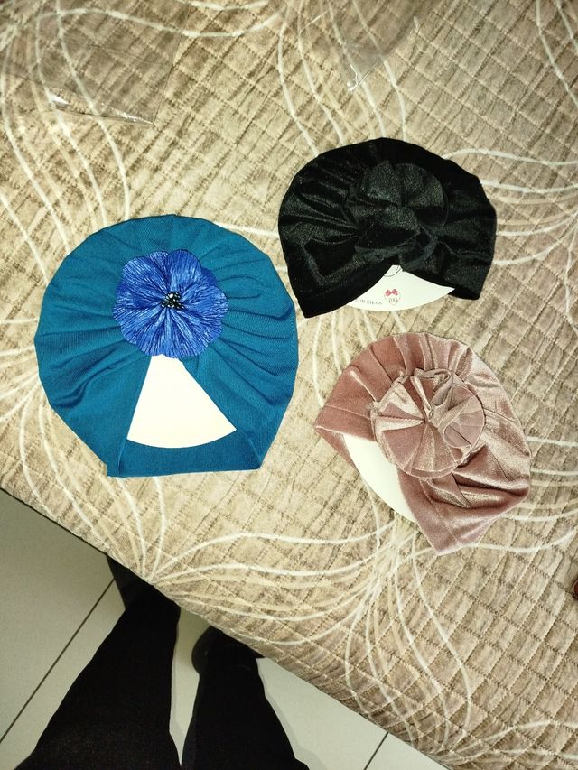 Copricapo neonata turbante fiore