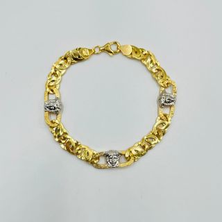 PULSERA TIPO CARTIER MEDUSA GRECA BICOLOR, Hueca. 