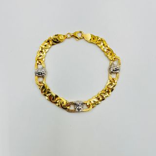 PULSERA TIPO CARTIER MEDUSA GRECA BICOLOR, Hueca. 