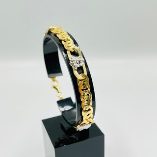 PULSERA TIPO CARTIER MEDUSA GRECA BICOLOR, Hueca. 