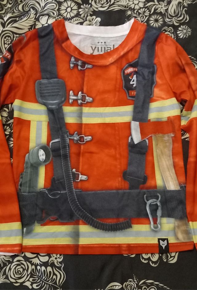 Camiseta disfraz bombero infantil