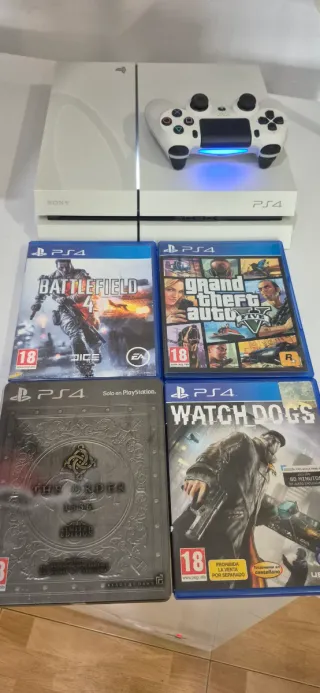 Ps4 Blanca + Mando + Juegos