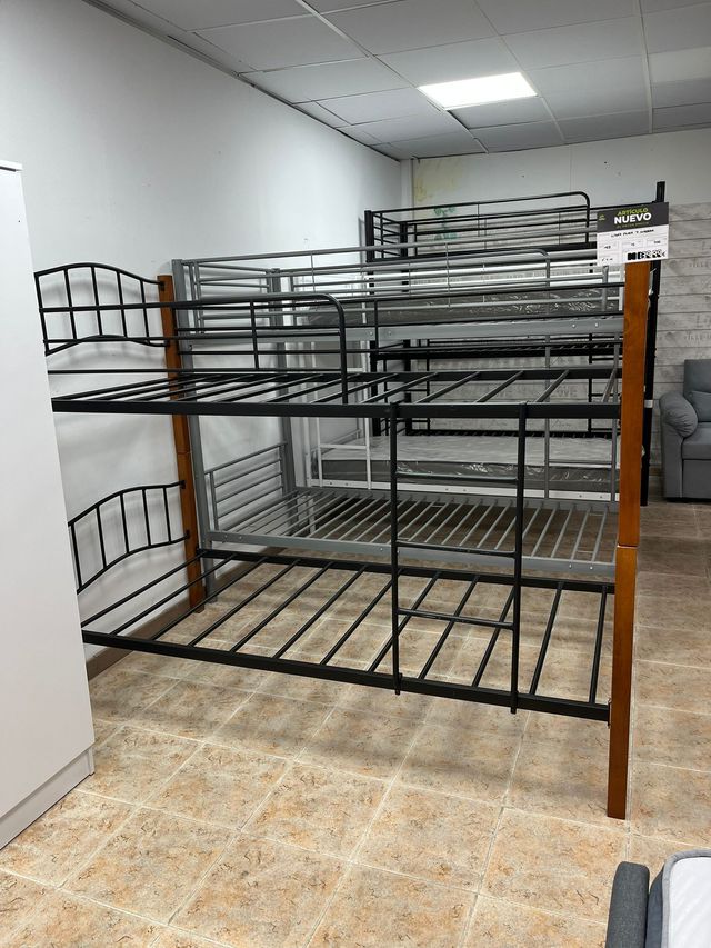 Litera Doble Madera y Metal 90x190cm