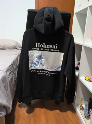 Sudadera Hokusai Pull&Bear Negra