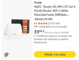 Router Tenda N-300, 4G03 4G LTE SIM WiFi