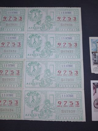 Cupones Once y Lotería Nacional Antiguos