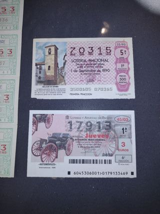 Cupones Once y Lotería Nacional Antiguos