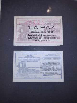 Cupones Once y Lotería Nacional Antiguos