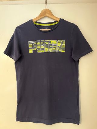 Camiseta Puma Azul Logo Rayas