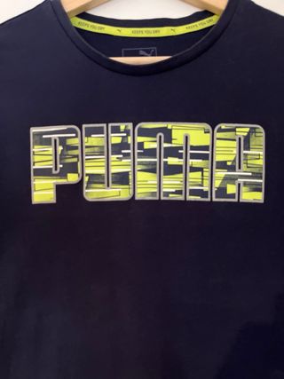 Camiseta Puma Azul Logo Rayas