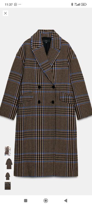 Abrigo Zara oversize cuadros Talla XS y talla