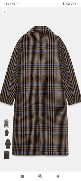 Abrigo Zara oversize cuadros Talla XS y talla