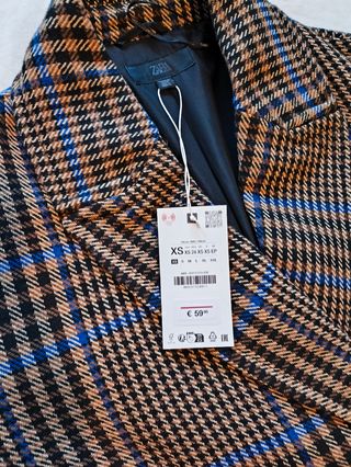 Abrigo Zara oversize cuadros Talla XS y talla