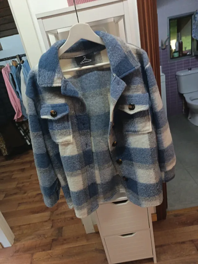 Sobrecamisa cuadros azul y blanco