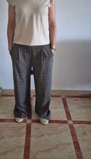 Pantalón ancho de cuadros xl