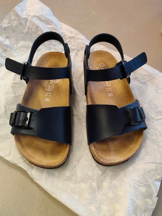 Sandali blu in pelle Made in Italy, n.30.