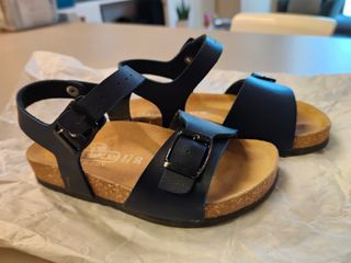 Sandali blu in pelle Made in Italy, n.30.