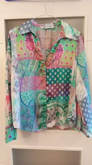 Blusa Zara Patchwork Multicolor