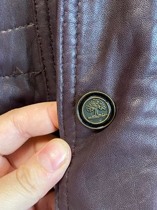 Chaqueta vintage efecto cuero marrón oscuro