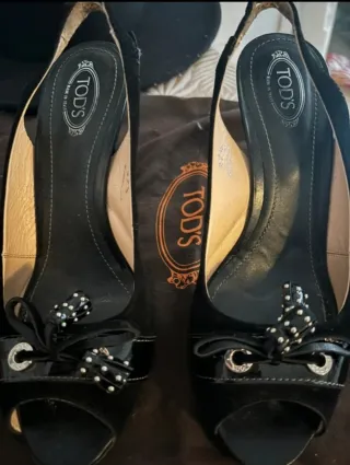 Scarpe Tod's slingback nere con fiocco
