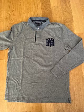 Polo Tommy Hilfiger gris manga larga