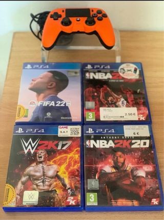 Mando PS4 Naranja + 4 Juegos