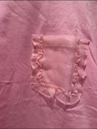 Camiseta Zara Rosa con Bolsillo Volantes