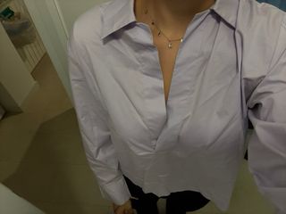 Camisa lila Zara manga larga