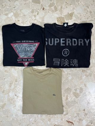 Lote 3 Camisetas S Hombre Vans, Superdry, Quiksilv