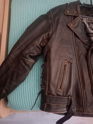 Chaqueta Piel Iguana Custom XXL Moto Vintage