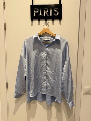 Camisa satinada Zara azul