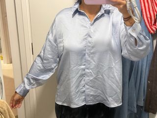 Camisa satinada Zara azul