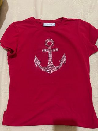 Camiseta Zara Ancla Brillante Talla S