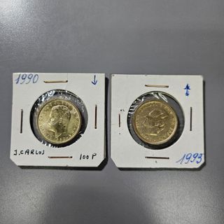 Lote 2 monedas 100 pesetas España J. Carlos I