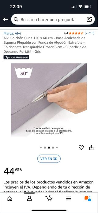 Colchón Cuna de viaje Plegable 
