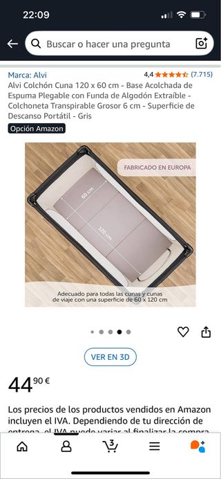 Colchón Cuna de viaje Plegable 