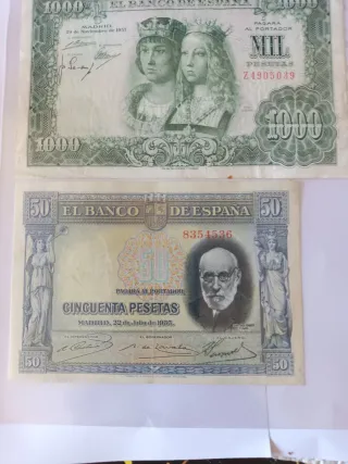 Billetes antiguos El Banco de España